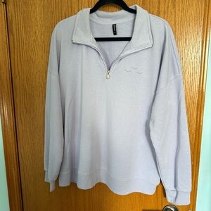 Quarter-Zip Pullover Sweater in Light Lavender